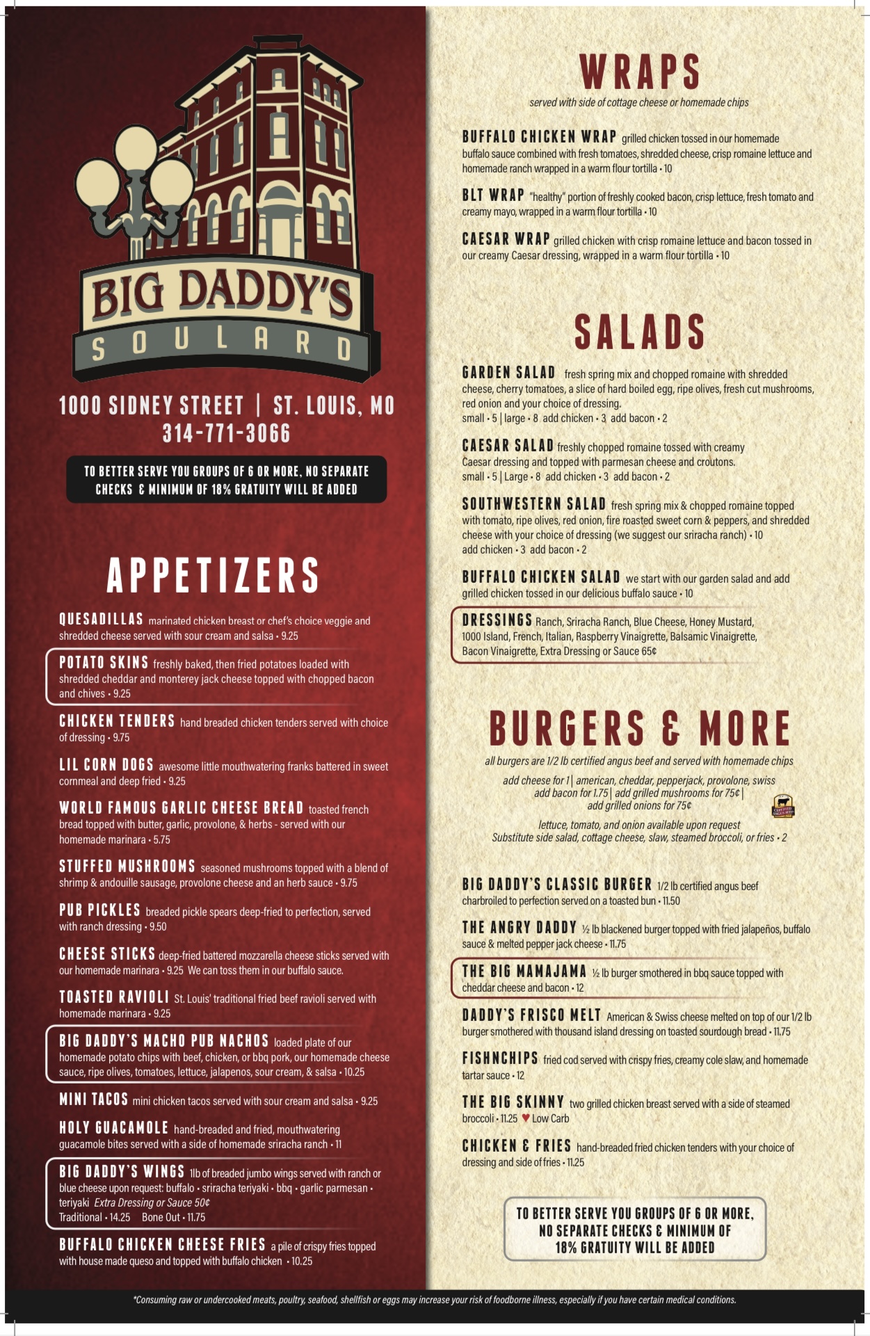 Big daddy's pizza deals menu